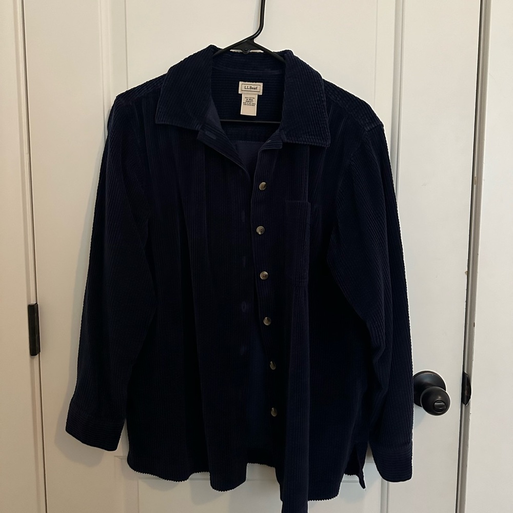 Vintage LL Bean corduroy navy blue button up